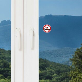 Selbstklebende Aufkleber - Rauchen verboten - rund Nichtraucher Rauchverbot Schild No Smoking Verbotsschild  10 cm 1 Stück