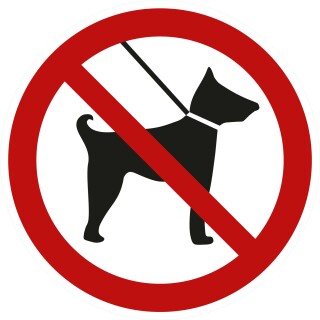 Selbstklebende Aufkleber - Hunde sind an der Leine zu führen - Piktogramm Aufkleber Hunde Zugang nur mit Leine Hinweis 5 cm 10 Stück