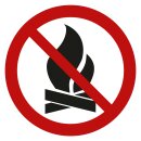 Selbstklebende Aufkleber - Feuerverbot - Piktogramm, Schutz vor Gefahren, Brand, Verbrennung Sicherheits Hinweis Schild 5 cm 10 Stück