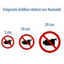 Filmen verboten Aufkleber – robuster Verbotssticker für Innen & Außen (10 cm 1 Stück)
