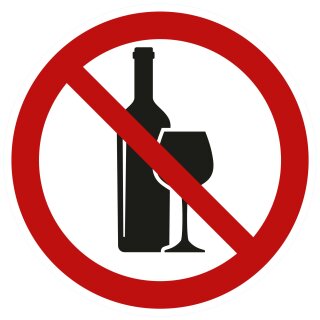 Selbstklebende Aufkleber - Alkohol verboten - Piktogramm, Schutz vor Gefahr, Verschmutzung, Verunreinigung, Gerüche  20 cm 5 Stück