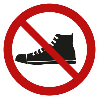Selbstklebende Aufkleber - Schuhe verboten - Piktogramm zum Schutz vor Verschmutzung, Respekt von Traditionen, Religion 10 cm 1 Stück