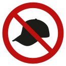 Selbstklebende Aufkleber - Mütze tragen verboten - Piktogramm als Hinweis, Mützen, Basecaps nicht erwünscht
 5 cm 1 Stück