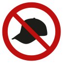 Selbstklebende Aufkleber - Mütze tragen verboten - Piktogramm als Hinweis, Mützen, Basecaps nicht erwünscht
 20 cm 10 Stück
