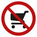 Selbstklebende Aufkleber - Einkaufswagen verboten - Piktogramm kein Mitführen oder Abstellen auf Park- und Freiflächen 5 cm 5 Stück