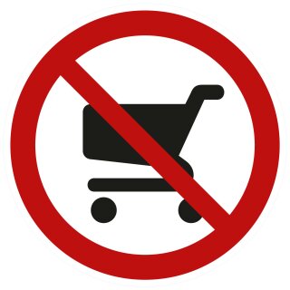 Selbstklebende Aufkleber - Einkaufswagen verboten - Piktogramm kein Mitführen oder Abstellen auf Park- und Freiflächen 10 cm 5 Stück