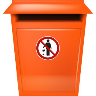 Selbstklebende Aufkleber - Müll wegwerfen verboten - Piktogramm kein Entsorgen von Müll auf Park- und sonstigen Flächen 10 cm 10 Stück