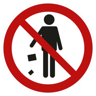 Selbstklebende Aufkleber - Müll wegwerfen verboten - Piktogramm kein Entsorgen von Müll auf Park- und sonstigen Flächen 20 cm 1 Stück