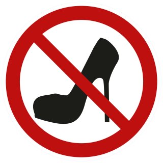 Absatzschuhe verboten Aufkleber – robuster Verbotssticker für Boden- & Objektschutz (10 cm 1 Stück)