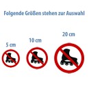 Selbstklebende Aufkleber - Inliner & Rollschuhe verboten - Piktogramm zum Schutz vor Gefahren, Schäden an Fußböden  5 cm 5 Stück