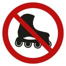 Selbstklebende Aufkleber - Inliner & Rollschuhe verboten - Piktogramm zum Schutz vor Gefahren, Schäden an Fußböden  10 cm 5 Stück