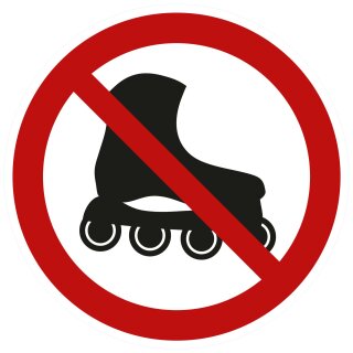 Selbstklebende Aufkleber - Inliner & Rollschuhe verboten - Piktogramm zum Schutz vor Gefahren, Schäden an Fußböden  10 cm 10 Stück
