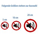 Lärm verboten Aufkleber – wetterfester Verbotssticker für Innen & Außen (5 cm 5 Stück)