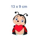 Marienkäfer mit Herz Aufkleber Set – süßer Sticker für Auto, Fenster & mehr (13 x 9 cm)