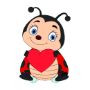 Marienkäfer mit Herz Aufkleber Set –...