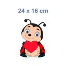 Marienkäfer mit Herz Aufkleber Set – süßer Sticker für Auto, Fenster & mehr (24 x 16 cm)