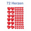 Setangebote Aufkleber – Rote Herz Sticker für Hochzeit & Valentinstag (72 Herzen)