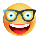 Nerd lachend mit Brille – Witziger Smile Aufkleber...