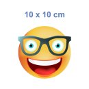Nerd lachend mit Brille – Witziger Smile Aufkleber für jede Oberfläche (10 x 10 cm)
