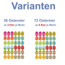 Aufkleber Osterhase mit Ostereier selbstklebend Osterschmuck Sticker für Kinder Ostern Set Car Wohnwagen wetterfest 72 Ostereier