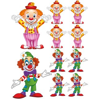Setangebote Clown Aufkleber – bunte Sticker-Sets für Fenster & Auto (20 Clowns)