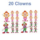 Setangebote Clown Aufkleber – bunte Sticker-Sets für Fenster & Auto (20 Clowns)