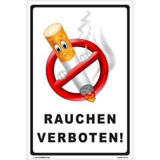 Rauchen verboten Schild lustig – Comic-Zigarette