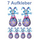 Setangebote Aufkleber – Osterhase mit Osterei, wetterfest & bunt (7 Osterhasen)