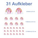 Aufkleber Sticker Mädchen lustiges Einhorn mit Regenbogen Stickerbuch Stickeralbum Party Spielzeug Kinder Pony wasserfeste Fahrrad