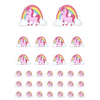 Aufkleber Sticker Mädchen lustiges Einhorn mit Regenbogen Stickerbuch Stickeralbum Party Spielzeug Kinder Pony wasserfeste Fahrrad 62 Aufkleber