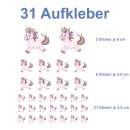 Aufkleber Sticker Mädchen fröhliches Einhorn Stickerbuch Stickeralbum Spielzeug Kinder Pony Geburtstag Fahrrad wasserfest