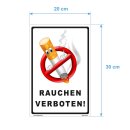 Verbotsschild Rauchverbot Schild - Rauchen verboten! - lustig Hinweisschild Warnschild Nichtraucher No Smoking 20 x 30 cm gelocht & Kit