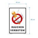 Rauchen verboten Schild lustig – Comic-Zigarette (30x45 cm gelocht)