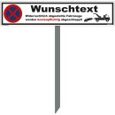 Parkplatzschild - Wunschtext - 52 x 11 cm mit Einschlagpfosten Parkverbot Parkverbotsschild Verbotsschild Einfahrt freihalten parken verboten