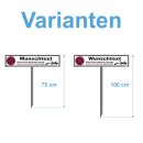 Parkplatzschild - Wunschtext - 52 x 11 cm mit Einschlagpfosten 75 cm Parkverbot Parkverbotsschild Verbotsschild Einfahrt freihalten parken verboten