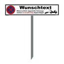 Wunschtext Parkplatzschild 52x11cm Pfosten 75 cm
