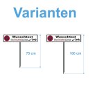 Wunschtext Parkplatzschild 52x11cm Pfosten 75 cm