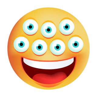 Smile Aufkleber – Mit sieben Augen, wetterfest & UV-beständig (10 x 10 cm)