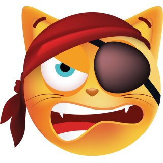 Aufkleber lustig Katze Pirat mit Augenklappe wetterfest Autoaufkleber Wohnmobil für Helm Mülltonnenaufkleber 20 x 20 cm