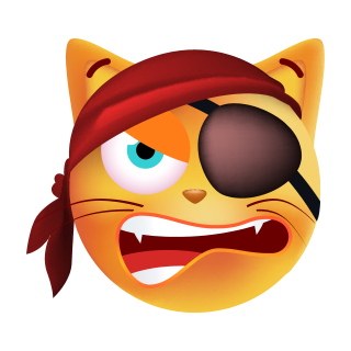 Katze Pirat mit Augenklappe – Wetterfester Aufkleber für Innen & Außen (20 x 20 cm)