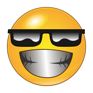Smile Aufkleber – Lächelnder Sticker mit Sonnenbrille, wetterfest (20 x 20 cm)