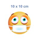 Traurig Krank mit Maske Aufkleber – Wetterfest und Vielseitig (10 x 10 cm)