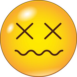 Aufkleber Emoji Kreuzaugen 10 x 10 cm