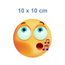 Smile Aufkleber – Singend mit Noten, wetterfest und langlebig (10 x 10 cm)