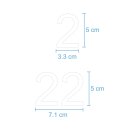 Selbstklebende fortlaufende Klebezahlen Zahlenaufkleber Aufkleber Zahlen wetterfest: 1 bis 25 (5 cm hoch, in weiß)