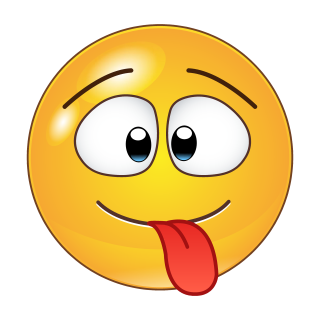 Schielt mit rausgestreckter Zunge – Smile Aufkleber für jede Gelegenheit (10 x 10 cm)