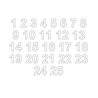 Selbstklebende fortlaufende Klebezahlen Zahlenaufkleber Aufkleber Zahlen wetterfest: 1 bis 25 (20 cm hoch, in weiß)