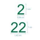 Selbstklebende fortlaufende Klebezahlen Zahlenaufkleber Aufkleber Zahlen wetterfest: 1 bis 25 (1 cm hoch, in grün)