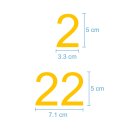 Selbstklebende fortlaufende Klebezahlen Zahlenaufkleber Aufkleber Zahlen wetterfest: 1 bis 25 (5 cm hoch, in gelb)