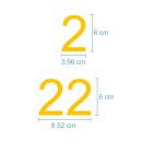 Selbstklebende fortlaufende Klebezahlen Zahlenaufkleber Aufkleber Zahlen wetterfest: 1 bis 25 (6 cm hoch, in gelb)